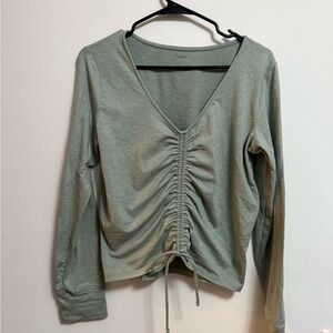GAP Sage Green Ruched V-Neck Blouse‎